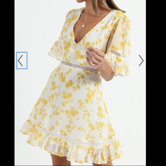 Yellow Floral Print Dress - Picture 3 of 5